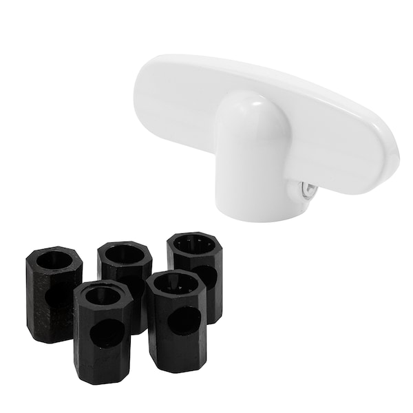 Prime-Line Operator Tee Handle, 1-1/8 in. x 2-3/8 in., Diecast, White, Universal (1 Pair) H 3892 - main